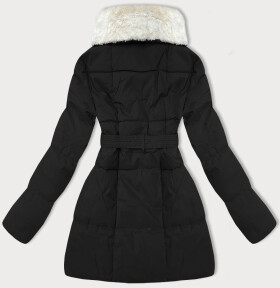 Černá dámská bunda obšitá kožešinou se stojáčkem J Style (16M9165-392) odstíny černé L (40)