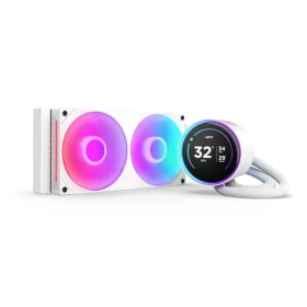 NZXT Kraken Elite 240 RGB bílá / 2x 120mm / Fluid Dynamic Bearing / 2400 RPM / 75.1 CFM / RGB / LCD / AMD + Intel (RL-KR24E-W1)