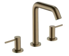 Hansgrohe - Umyvadlová baterie s výpustí Push-Open, 3-otvorová instalace, EcoSmart, kartáčovaný bronz (73330140)