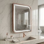REA - Zrcadlo LED ZONE 70x50 BRUSH ROSE GOLD HOM-00304