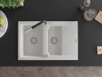 MEXEN/S - Gaspar granitový dřez 1.5 s odkapávačem včetně baterie Flora, bílá 6507-20-670401-07