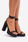 Dámské Sandály Na Podpatku S Páskem Černé Fevenne 38