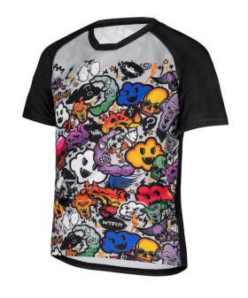 Dětské volné triko ETAPE BOOM, černá/grafika (velikost 116/122)