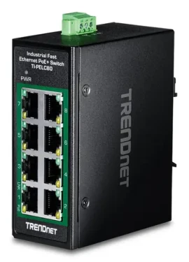 TRENDnet TI-PELC80 / Průmyslový switch / 8-port Fast Ethernet PoE+ / 200 W / DIN-Rail / IP30 (TI-PELC80)