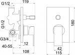 NOVASERVIS - Vanová sprchová baterie s přepínačem SHARP chrom 37050R,0