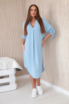 Šaty s výstřihem do V 88536 modré - Italian Fashion UNI