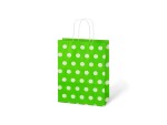 Papírová dárková taška zelená s bílým puntíkem 27 cm Papírová dárková taška zelená s bílým puntíkem 27 cm