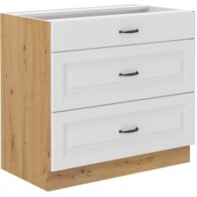 Spodní skříňka Stilo 80 D 3S BB - Premium Box Barva korpusu: Dub artisan, Barva dvířek: Bílá