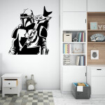 Samolepka Mandalorian a Grogu Barva: černá, Velikost: 60 x 67 cm