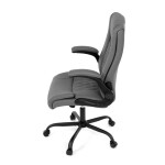 Křeslo kancelářské, šedá ekokůže, kovový kříž, kolečka na tvrdé podlahy