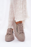 Kožené Sportovní Boty Tenisky Na Platformě Se Zipem Vinceza 88019 Tmavě Béžové 36