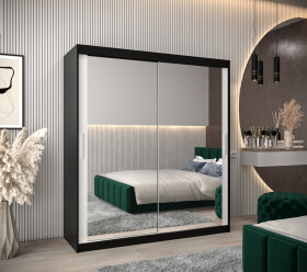 Šatní skříň Abi T3 Barva korpusu: Černá, Rozměry: 180 cm, Dveře: Bílá