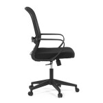 Židle kancelářská, černý MESH a černá látka, plastový kříž, houpací mechanismus.