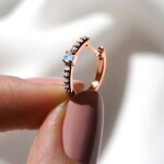 Royal Fashion náušnice 14k zlato Vermeil GU-DR23085E-ROSEGOLD-MOONSTONE-TOPAZ