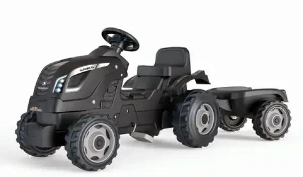 Smoby Šlapací traktor Farmer XL černý s vozíkem