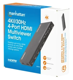 Manhattan 4K 30Hz 4-Port HDMI Multiviewer Switch / HDMI přepínač / 4 vstupy / 4K 30Hz / PiP / 7.1 audio (208406)