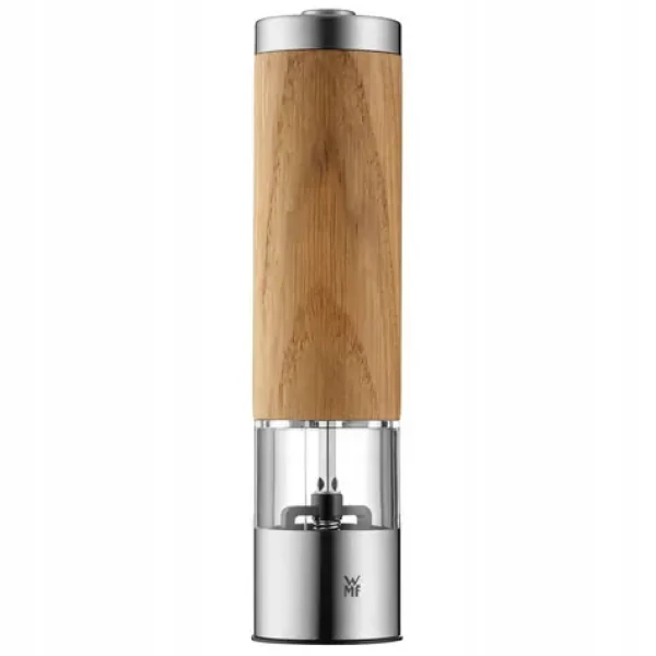 WMF Ceramill elektrický mlýnek na koření dřevěná / regulace jemnosti mletí / akrylové sklo / Výška: 21.5 cm / 6x AAA (06.6737.4500)