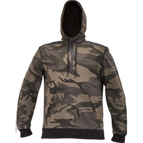 Mikina CRAMBE HOODIE pánská krátký zip OLIVOVÁ camouflage s kapucí a klokankou L olivová camouflage