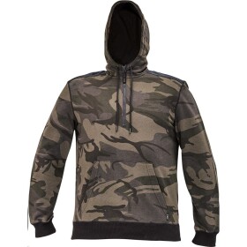 Mikina CRAMBE HOODIE pánská krátký zip OLIVOVÁ camouflage s kapucí a klokankou M olivová camouflage