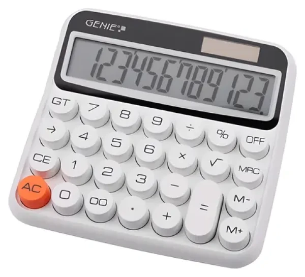 Genie 612W bílá / Kalkulačka / stolní / 12místná / LCD displej / solární a bateriové napájení (12776)