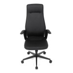 Kancelářské křeslo, černá ekokůže, houpací mechanismus s aretací ve 3 polohách, kovový kříž, kolečka pro tvrdé povrchy