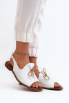 Kožené ploché sandály Zazoo 2898 bílé 35