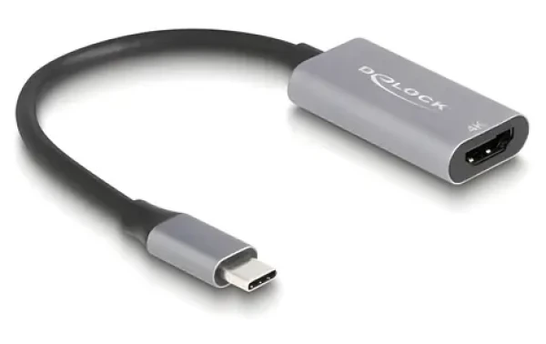 Delock šedá / Adaptér USB Type-C (M) - HDMI (F) / DP Alt Mód / 4K / 60Hz / HDR (60020)