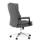Židle kancelářská, šedá ekokůže, kříž kov chromový, houpací mechanismus, čalouněné područky