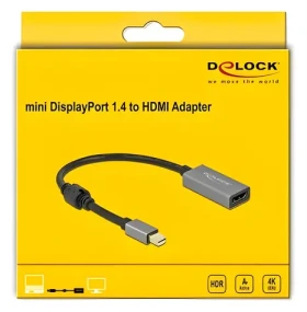 DeLock 66570 / Adaptér / mini DisplayPort 1.4 (M) - HDMI (F) / aktivní / 4K / 60 Hz (66570)
