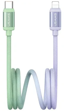 USAMS Bicolor Series SJ757 zeleno-fialová / Datový kabel / USB-C - Lightning / PD 30W / 1,2 m (SJ757USB02)