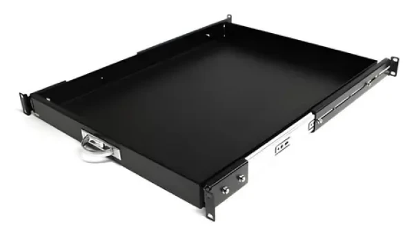StarTech Výsuvná police pro rack černá / Police do racku / 1U / hloubka 559 mm / nosnost 25 kg (SLIDESHELFD)