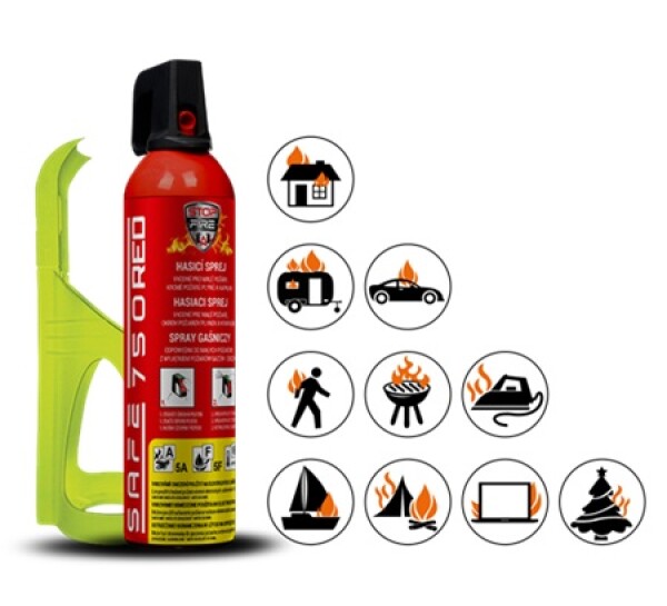 Hasicí sprej SAFE 750 RED 750ml pěnový + držák 75F