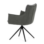 Židle jídelní, šedá látka, 360° vratný mechanismus, černý kov