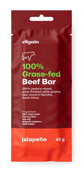 Vilgain 100% Grass-Fed Beef Bar – jalapeño 45 g