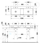 DURAVIT - DuraSquare Dvojumyvadlo nábytkové 1200x470 mm, bez přepadu, 2 otvory pro baterie, DuraCeram, bílá 2353120071