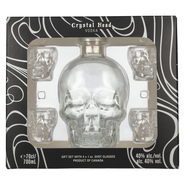 Crystal Head Vodka 0,7L, 40%, -DB- + 4 skl.-