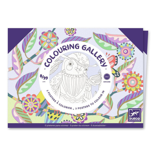 Djeco Djeco, DJ08691, Colouring Gallery, sada antistresových omalovánek, Ptáci