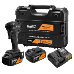 DeWalt McLaren Design / Aku rázový utahovák / 18V / Upínání: 1/4" / 206 Nm / 2x 5,0 Ah XR Li-Ion / nabíječka (DCF86MP2T)