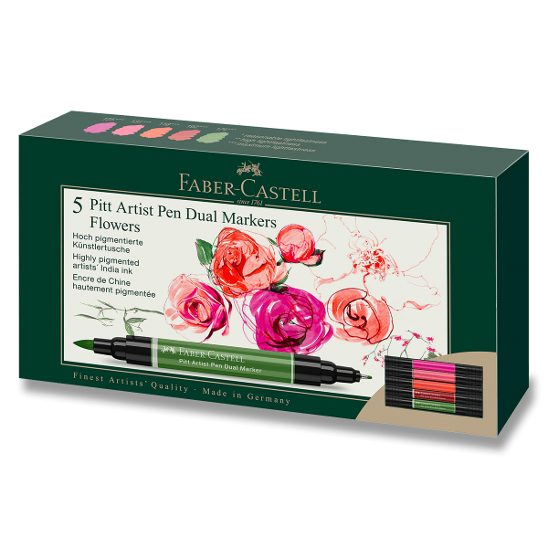 Popisovač Faber-Castell Pitt Artist Pen Dual Marker Flowers sada 5 ks