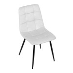 Židle jídelní, bílá látka, čtyřnohá kovová podnož, černý mat