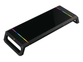 Conceptronic THORNE černá / Herní stojan pod monitor / RGB / 4x USB-A 2.0 / šuplík / nosnost 10 kg (THORNE01B)