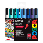 Posca sada popisovačů PC-5M, OCEAN, 1,8 - 2,5 mm, mix mořských tónů (8 ks)