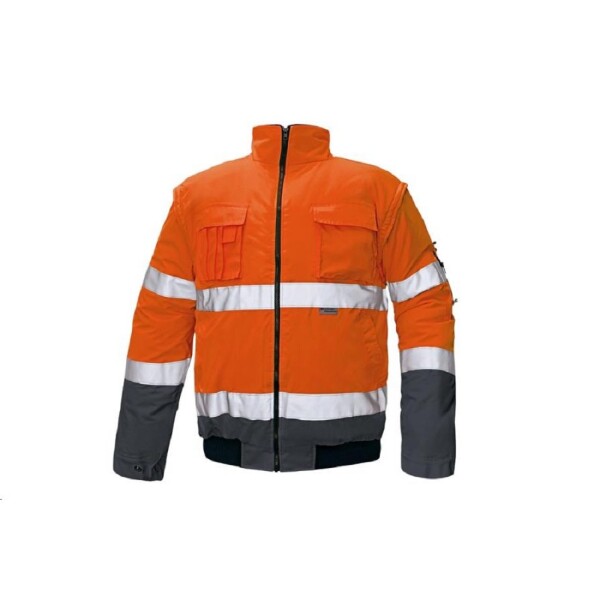 Bunda Hi-Vis CLOVELLY PILOT 2v1 reflexní odepínatelné rukávy oranžová/navy 3XL - oranžová/navy