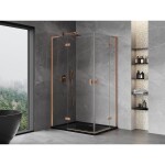 MEXEN/S - Mist-H L Duo sprchový kout dveře křídlové 90 x 85, transparent, měď kartáčovaná 8A5L-090L-085P-65-00