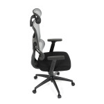 Kancelářská židle, šedá síťovina, černý plast, kolečka na tvrdé podlahy