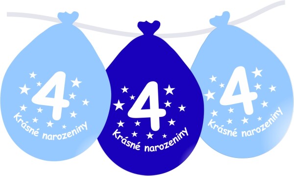 Balónek modrý KRÁSNÉ NAROZENINY číslo 4 visící- 5 ks balonky.cz Balónek modrý KRÁSNÉ NAROZENINY číslo 4 visící- 5 ks balonky.cz