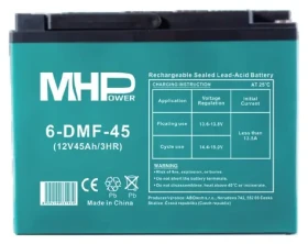 Carspa MHPower 6-DMF-45 / Gelový akumulátor / VRLA GEL / 12V/45Ah / Deep Cycle / Terminál D3-M6 (6-DMF-45)
