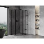 MEXEN/S - Mist Lsprchový kout pětiboký křídlový asymetrický levá 80 x 90, černá kratka, černá 8A8L-080-090-70-77-L