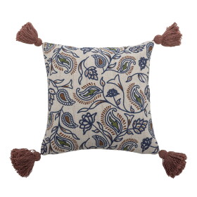 Bloomingville Polštář z recyklované bavlny Paisley 45 × 45 cm, modrá barva, textil