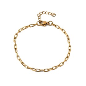 Náramek z nerezové oceli - paperclip chain - zlatý - 16,4 cm - 1 ks